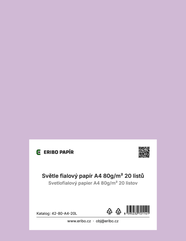 Světle fialový papír A4 20 ks