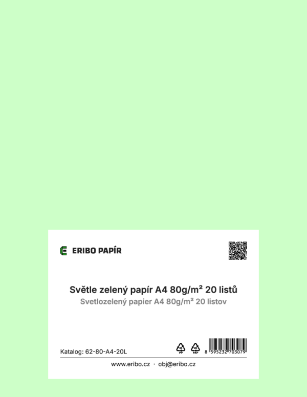 Světle zelený papír A4 20 ks