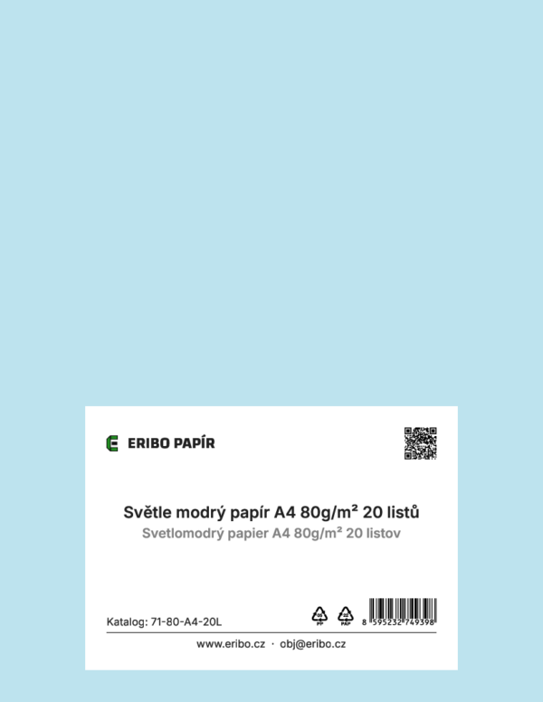 Světle modrý papír A4 20 ks