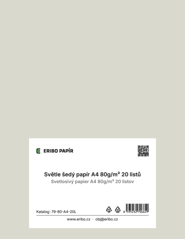 Světle šedý papír A4 20 ks